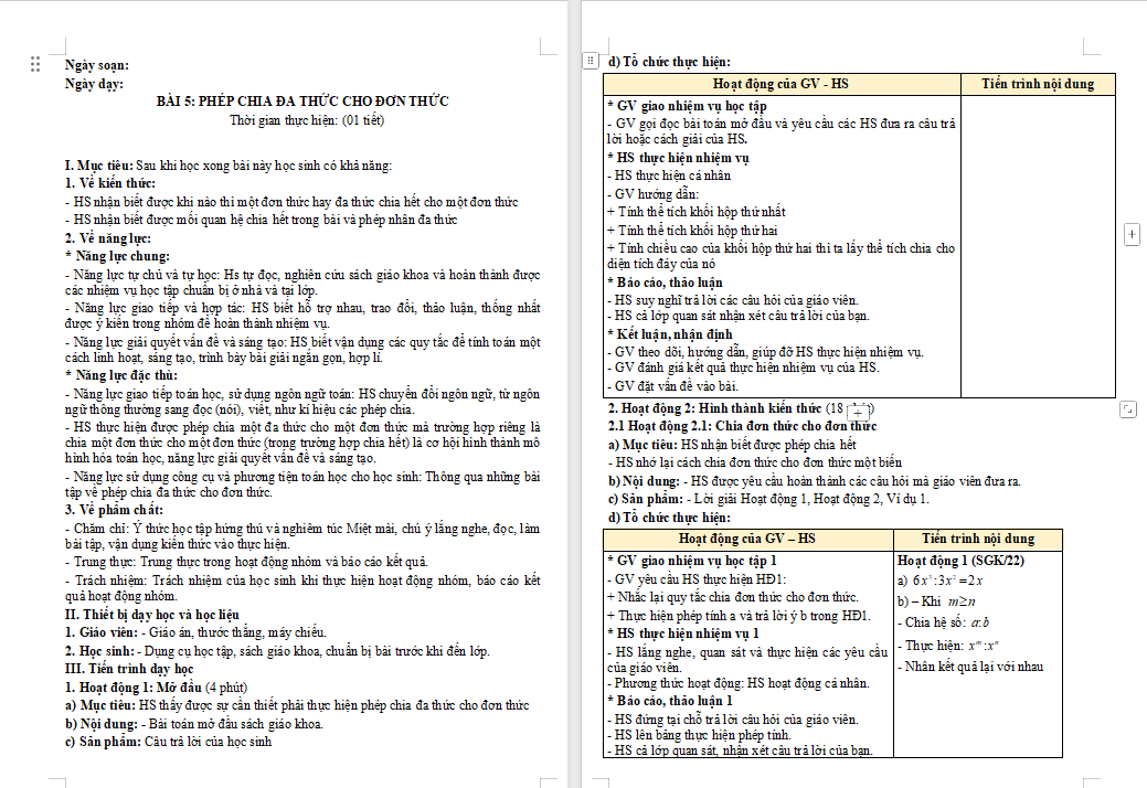  PowerPoint Toán 8 Bài 5 Phép chia đa thức cho đơn thức