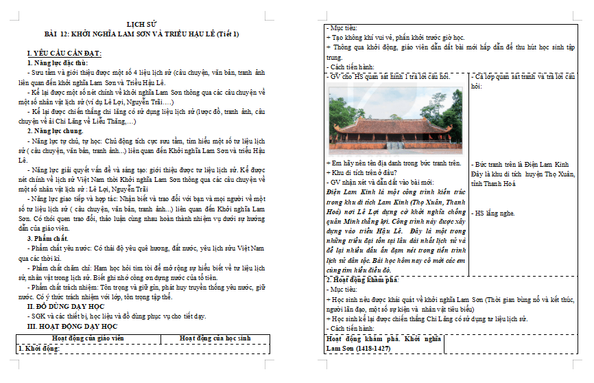 Bài 12: Khởi nghĩa Lam Sơn và Triều Hậu Lê