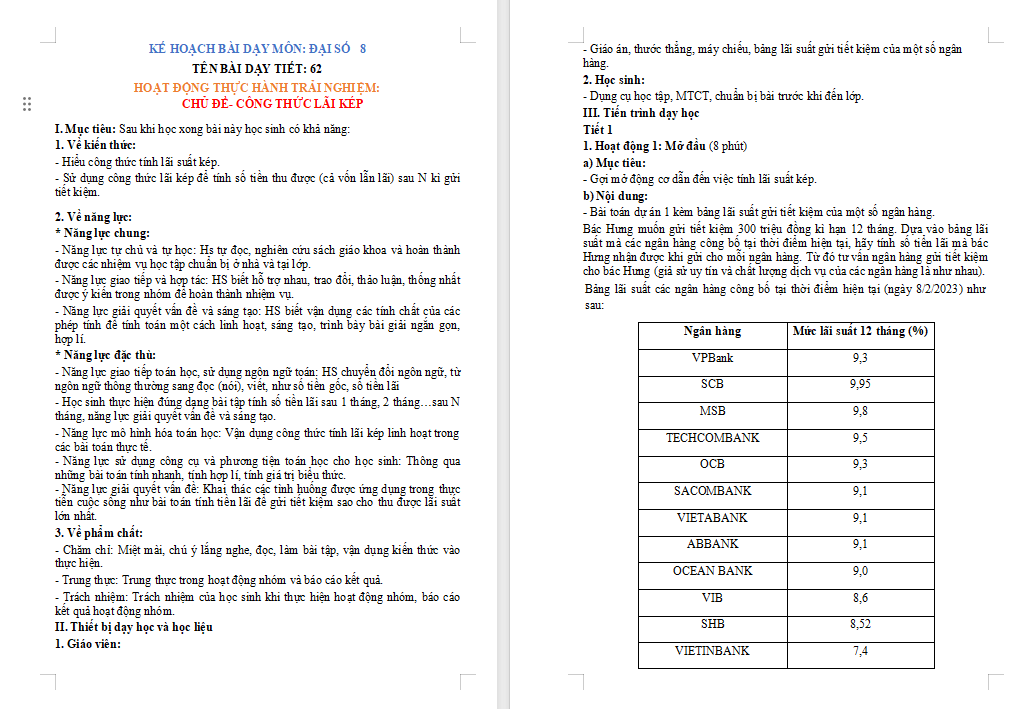  PowerPoint Toán 8 Công thức lãi kép