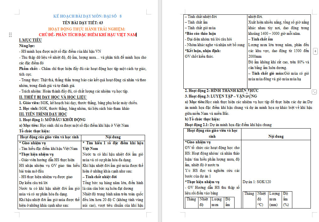 PowerPoint Toán 8: Phân tích đặc điểm khí hậu Việt Nam