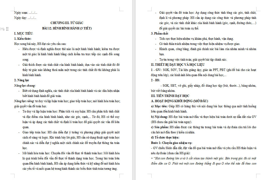 PowerPoint Toán 8 Bài 12 Hình bình hành