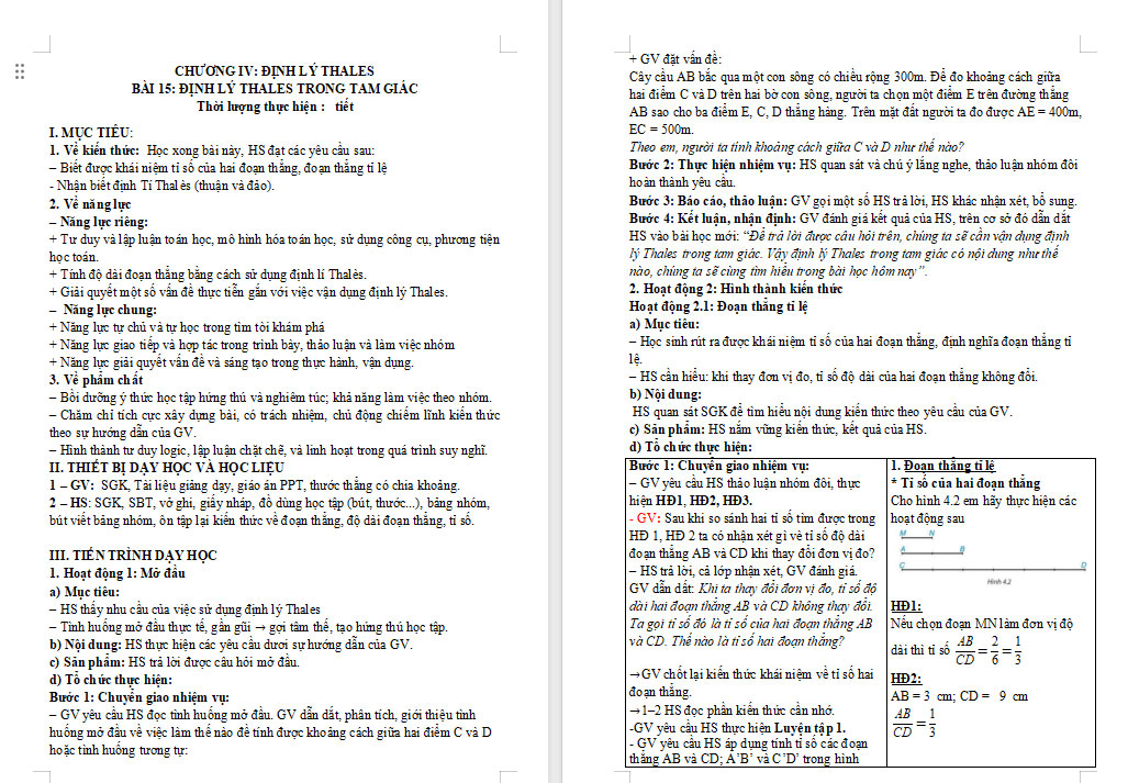 PowerPoint Toán 8 Bài 15: Định lí Thalès trong tam giác