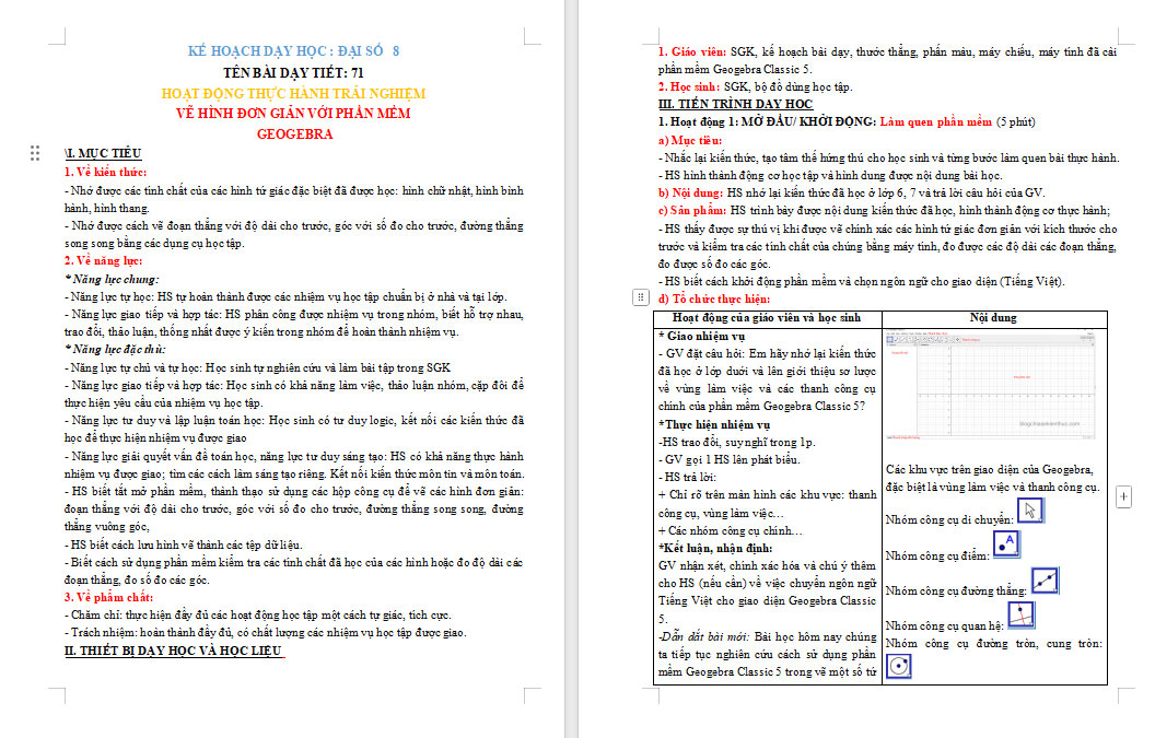 PowerPoint Toán 8 Vẽ hình đơn giản với phần mềm GeoGebra