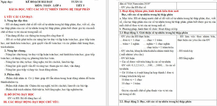 Giáo án Toán 4: Đọc, viết các số tự nhiên trong hệ thập phân