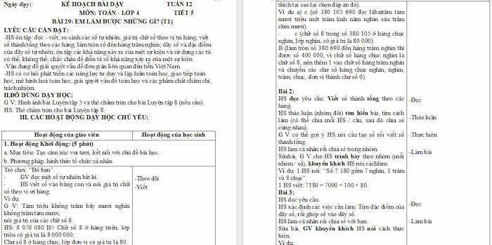 Giáo án Toán 4: Em làm được những gì?