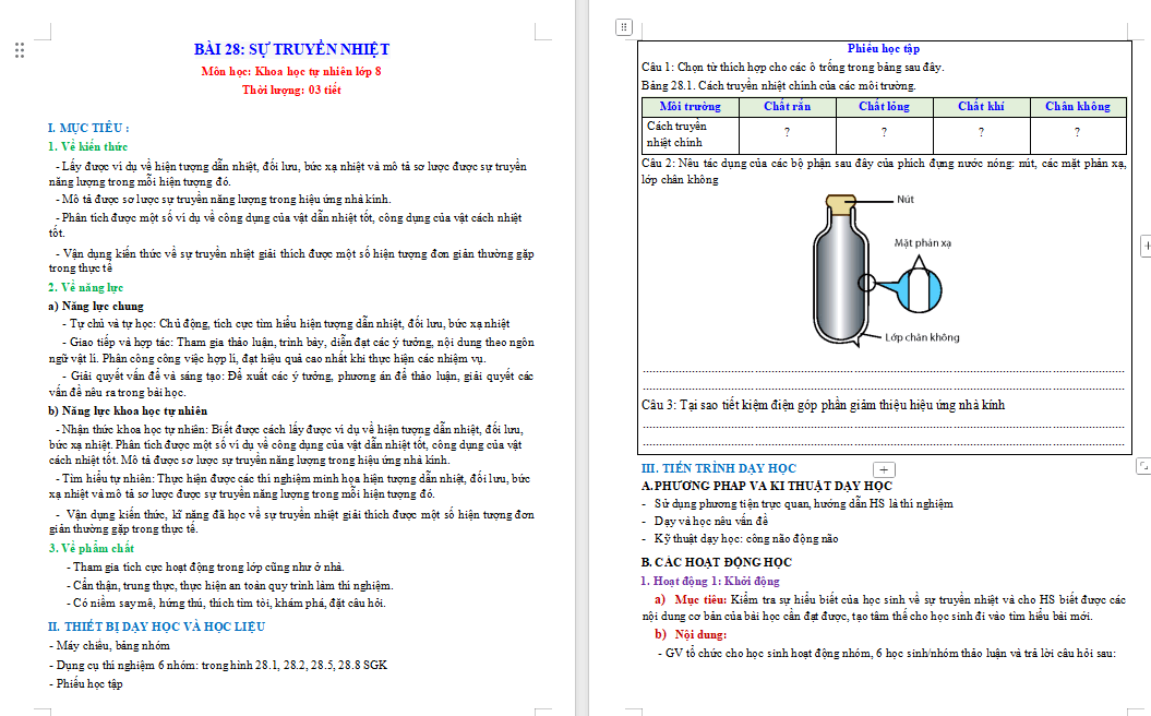 Tác dụng của dòng Nhiệt