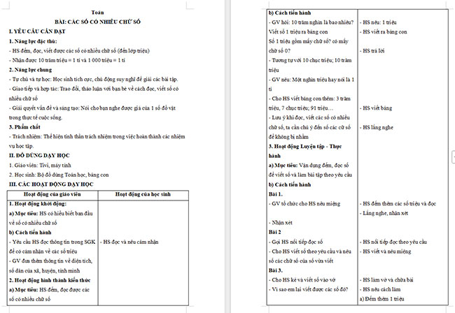 Giáo án Toán 4 Các số có nhiều chữ số (tiếp theo)