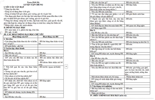 Giáo án Toán 4 Luyện tập chung