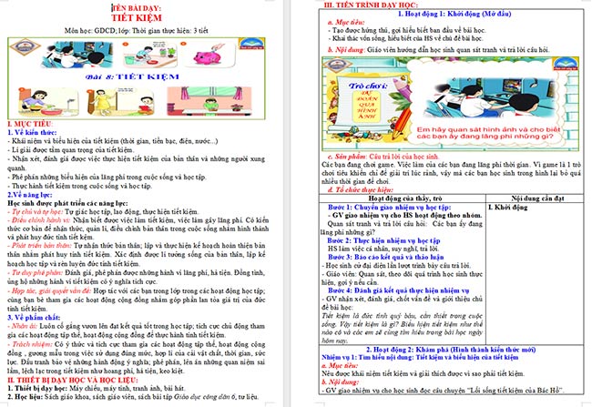 Giáo án GDCD 6 Tiết kiệm