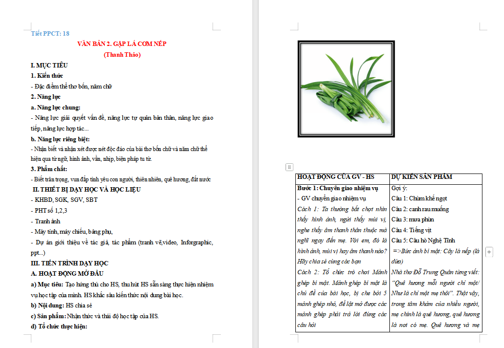 PowerPoint Ngữ văn 7 Bài 2: Gặp lá cơm nếp