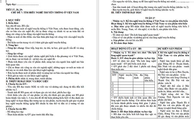 Giáo án HĐTN 6 Tìm hiểu nghề truyền thống ở Việt Nam