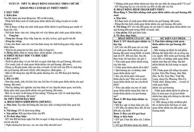 Giáo án Hoạt động trải nghiệm 6: Khám phá cảnh quan thiên nhiên