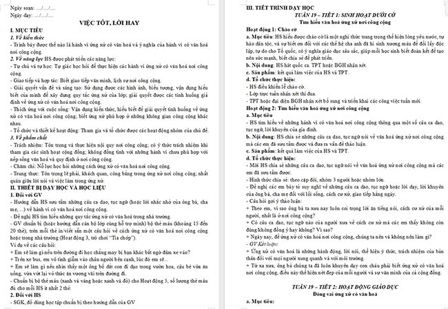 Giáo án HĐTN 6 Việc tốt, lời hay