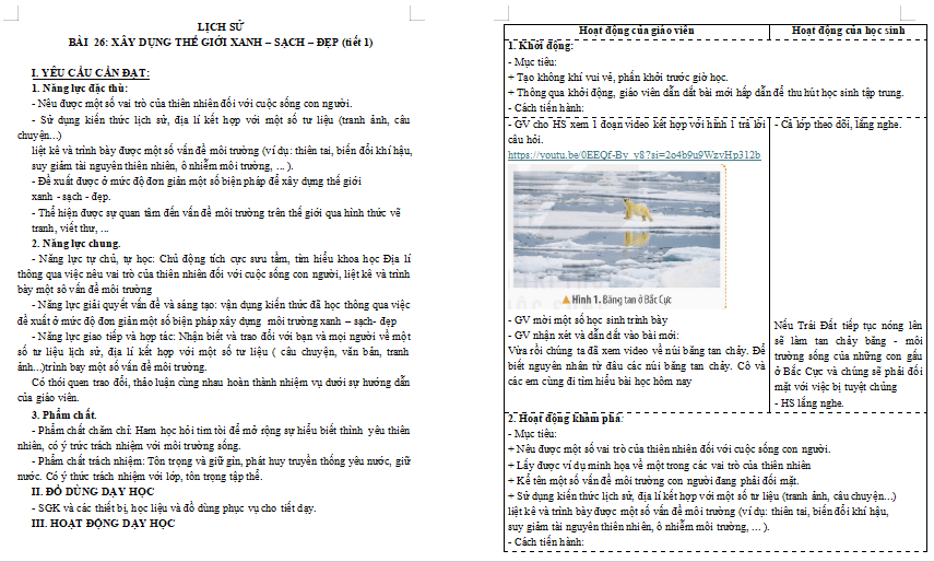 Bài 26: Xây dựng thế giới xanh - sạch - đẹp