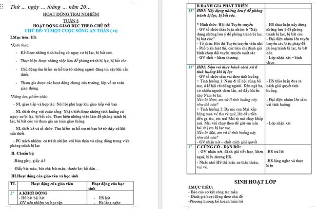 Giáo án Hoạt động trải nghiệm 2 Tuần 8