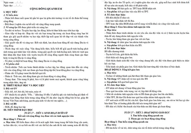 Giáo án HĐTN 6 Cộng đồng quanh em