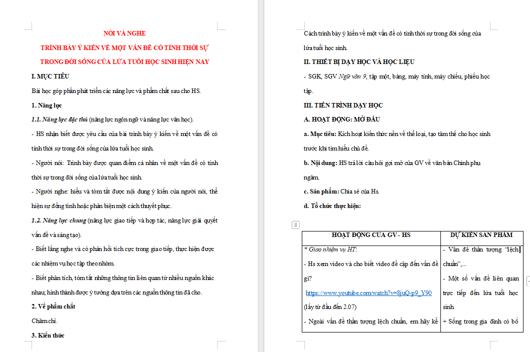 PowerPoint Ngữ văn 9 Bài 3: Nói và nghe