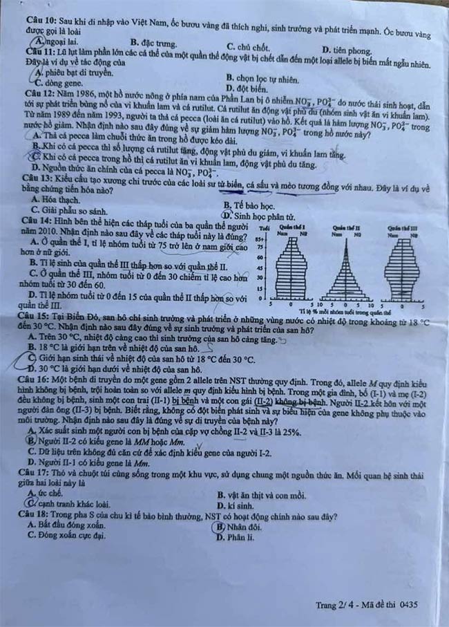 Đề thi Sinh học THPT Quốc gia 2025