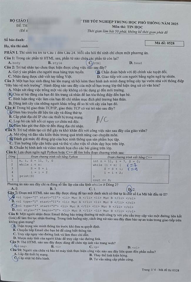 môn Tin học THPT Quốc gia 2025