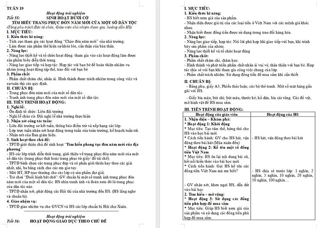 Giáo án Hoạt động trải nghiệm 2 Tuần 19