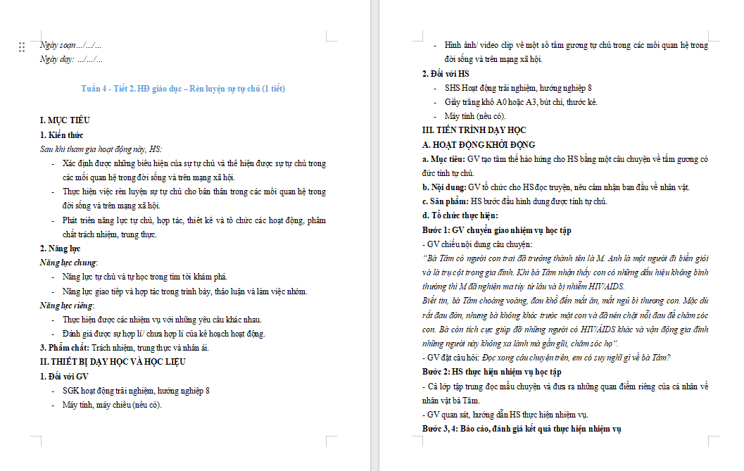 PowerPoint HĐTN 8 Rèn luyện sự tự chủ