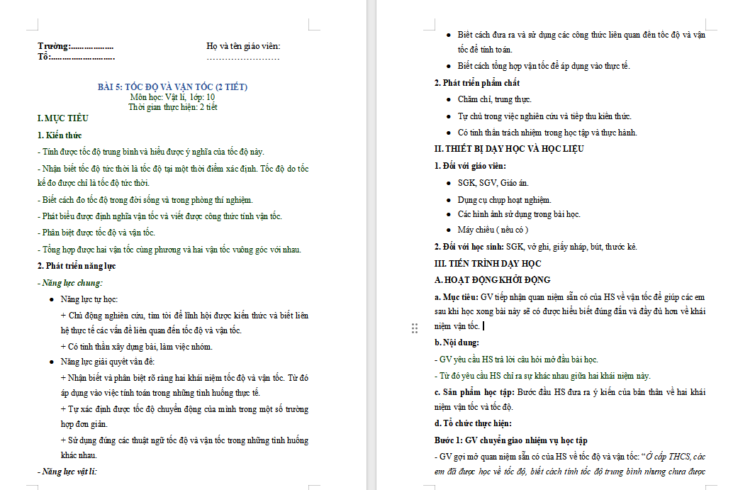Tốc độ và vận tốc