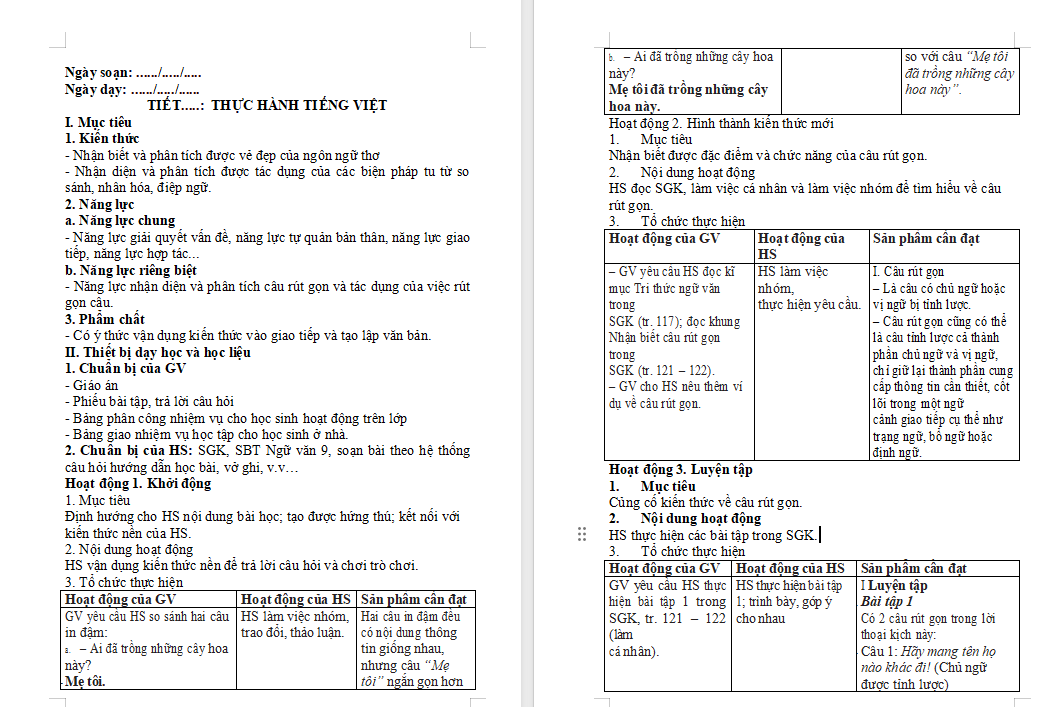 PowerPoint Ngữ văn 9 Bài 5: Thực hành tiếng Việt trang 121