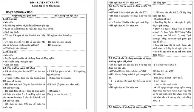 Giáo án Tiếng Việt 5 Luyện tập về từ đồng nghĩa