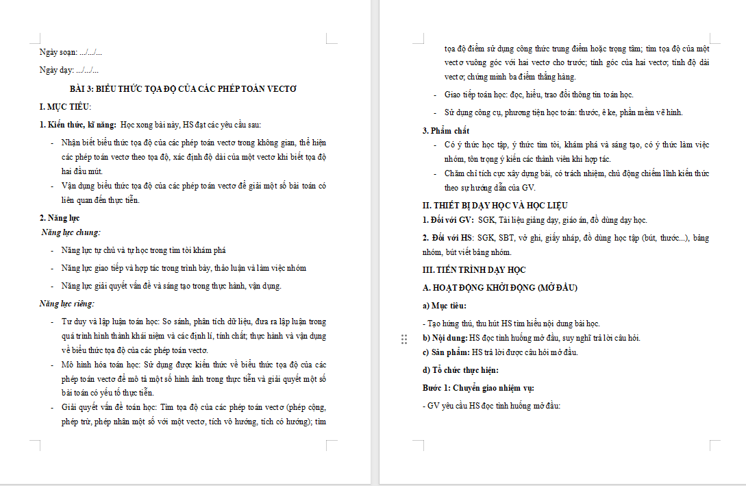  PowerPoint Toán 12 Bài 3: Biểu thức toạ độ của các phép toán vectơ