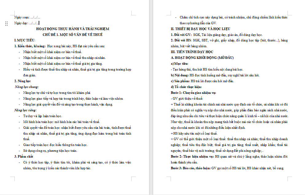  PowerPoint Toán 12 Chủ đề 1: Một số vấn đề về thuế