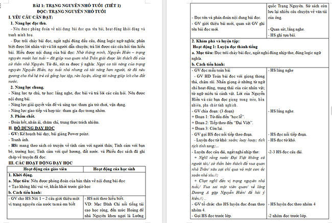 Giáo án Tiếng Việt 5 Trạng nguyên nhỏ tuổi