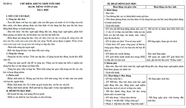 Giáo án Tiếng Việt 5 Tiếng vườn