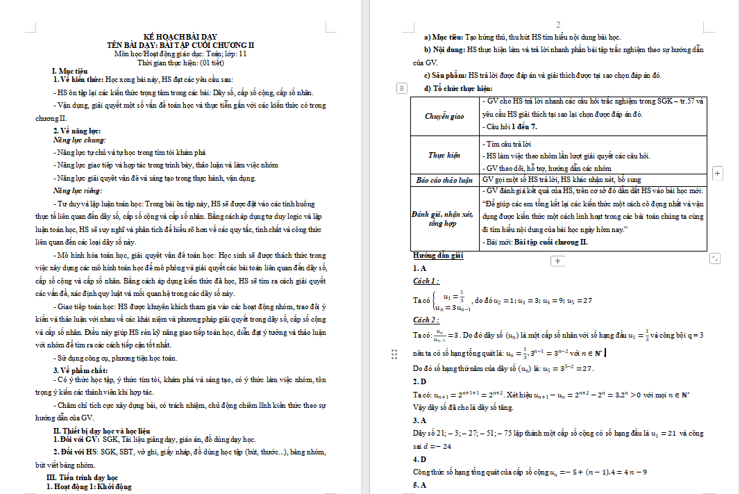 PowerPoint Toán 11 Bài tập cuối chương 2