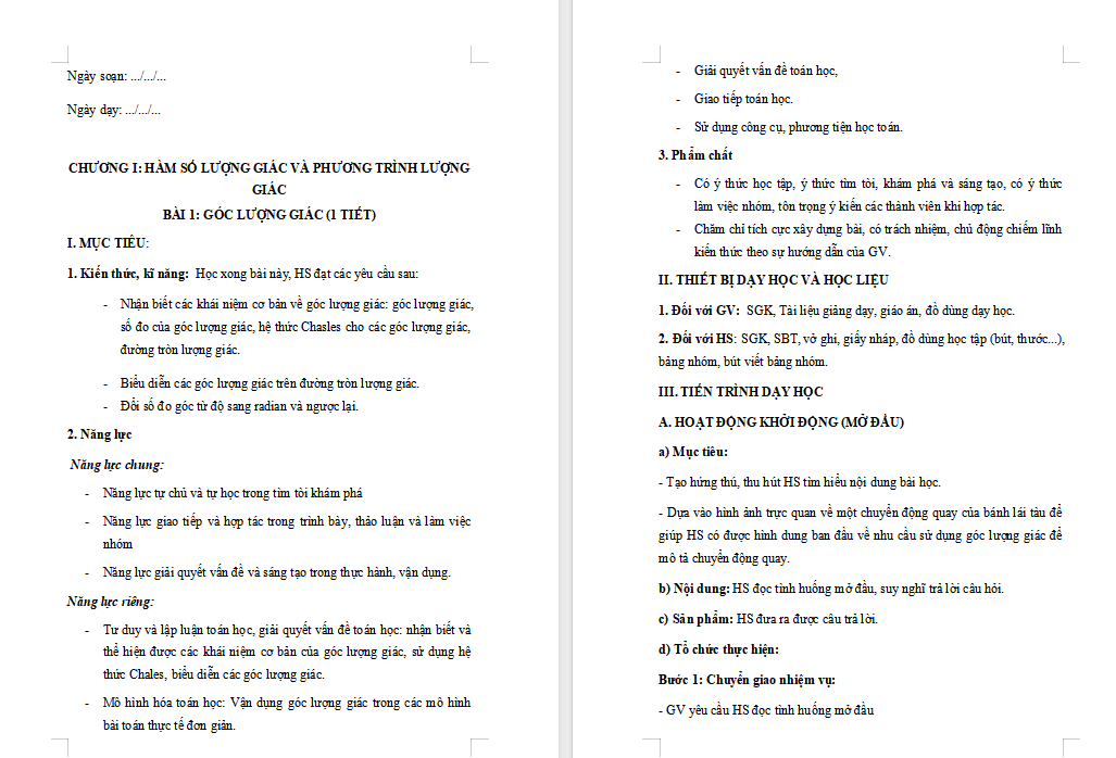 PowerPoint Toán 11 Bài 1: Góc lượng giác