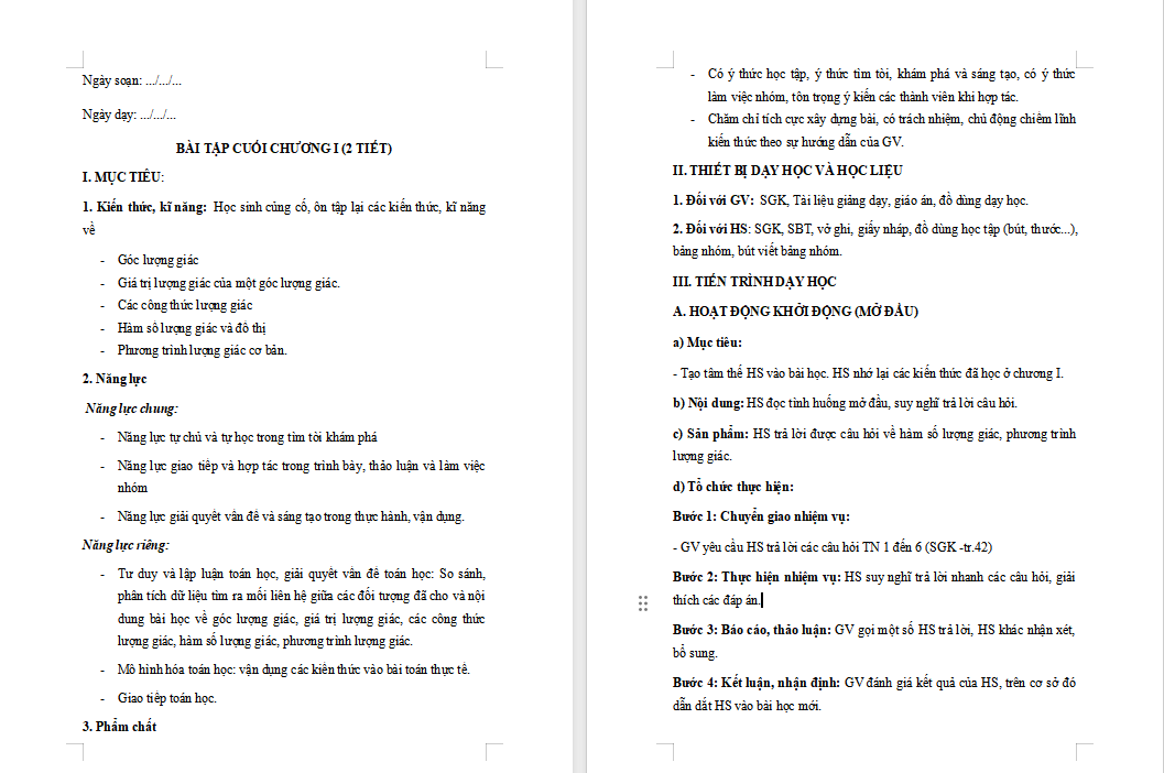 PowerPoint Toán 11 Bài tập cuối chương 1 