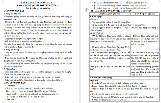Giáo án Tiếng Việt 5 Cậu bé say mê toán học