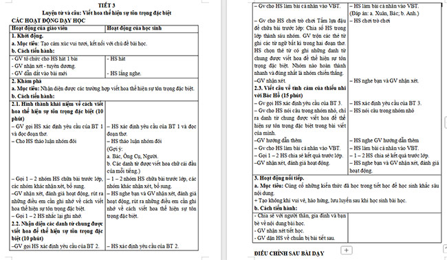 Giáo án Tiếng Việt 5 Viết hoa thể hiện sự tôn trọng đặc biệt