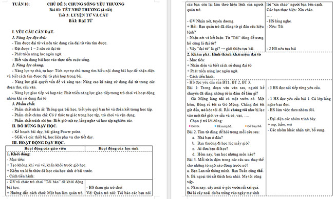 Giáo án Tiếng Việt 5 Đại từ