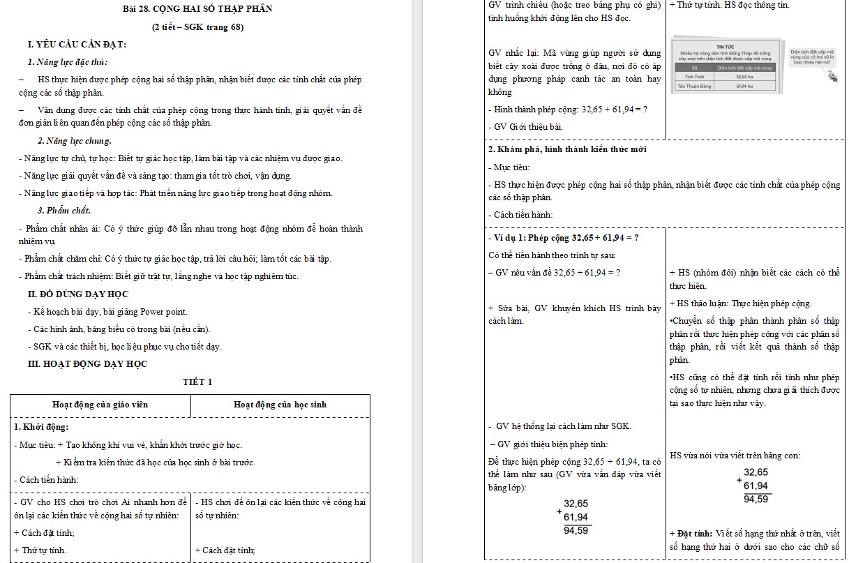 Giáo án Toán 5 Bài 28 file word