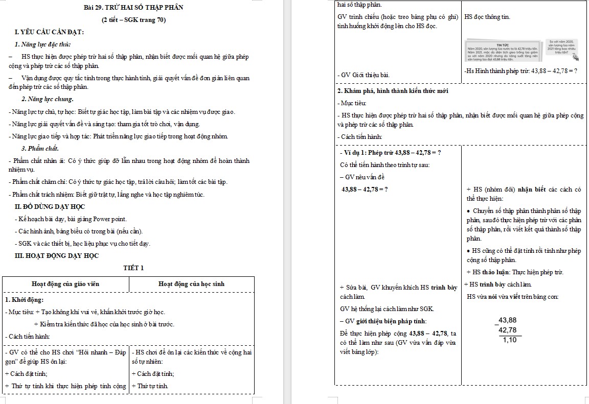 Giáo án Toán 5 Bài 29 file word