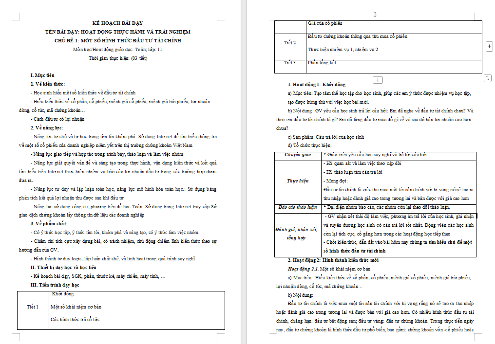 Một số hình thức đầu tư tài chính