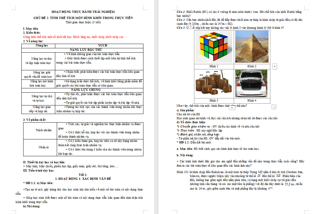  Tính thể tích một số hình khối trong thực tiễn