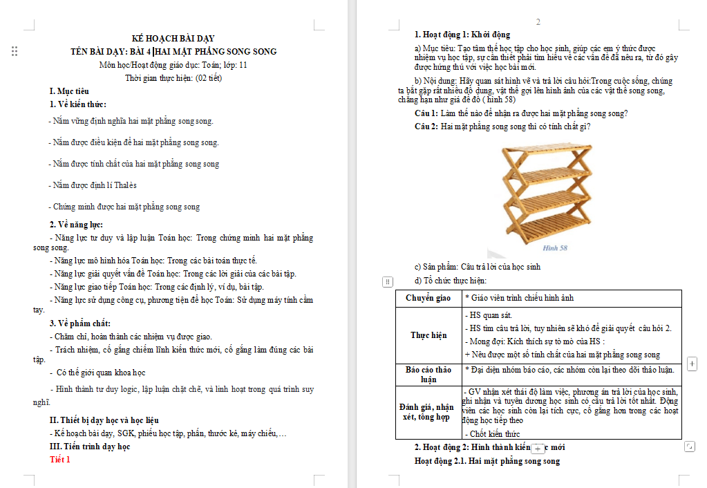 PowerPoint Toán 11 Bài 4: Hai mặt phẳng song song