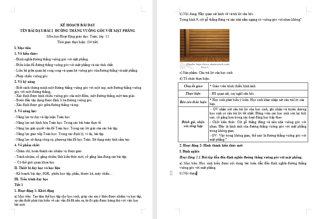 PowerPoint Toán 11 Bài 2: Đường thẳng vuông góc với mặt phẳng