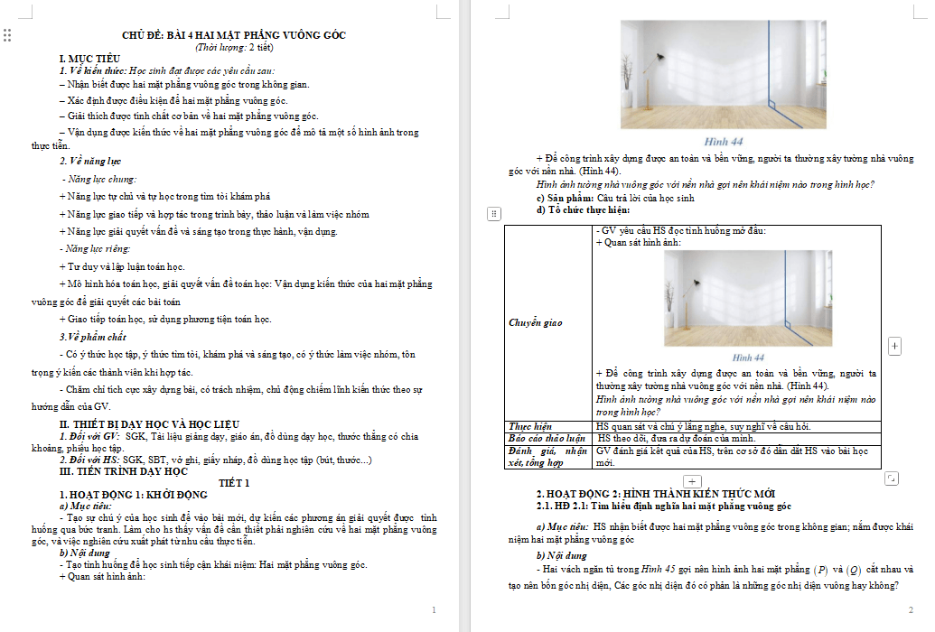 PowerPoint Toán 11 Bài 4: Hai mặt phẳng vuông góc