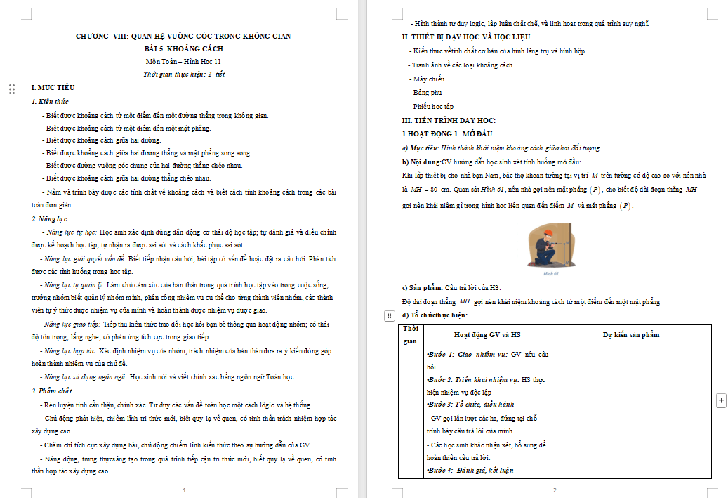 PowerPoint Toán 11 Bài 5: Khoảng cách