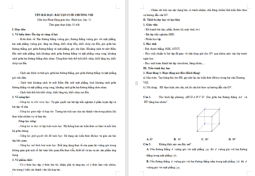 PowerPoint Toán 11 Bài tập cuối chương 8