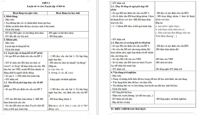 Giáo án Tiếng Việt 5 Luyện tập về kết từ