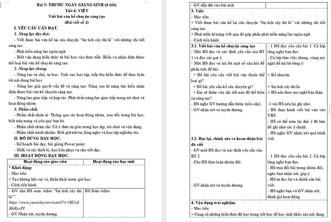Giáo án Tiếng Việt 5 Viết bài văn kể chuyện sáng tạo (Bài viết số 1)