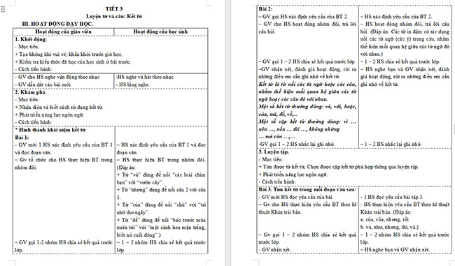 Giáo án Tiếng Việt 5 Kết từ